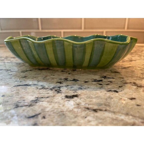 Southern Living At Home, Gail Pittman Provence Ruffled Scalloped Bowl, Blue Gree - Picture 1 of 4